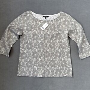 Banana Republic Top‎ Womens Small Gray Silver Bonded Lace Elegant Blouse NWT